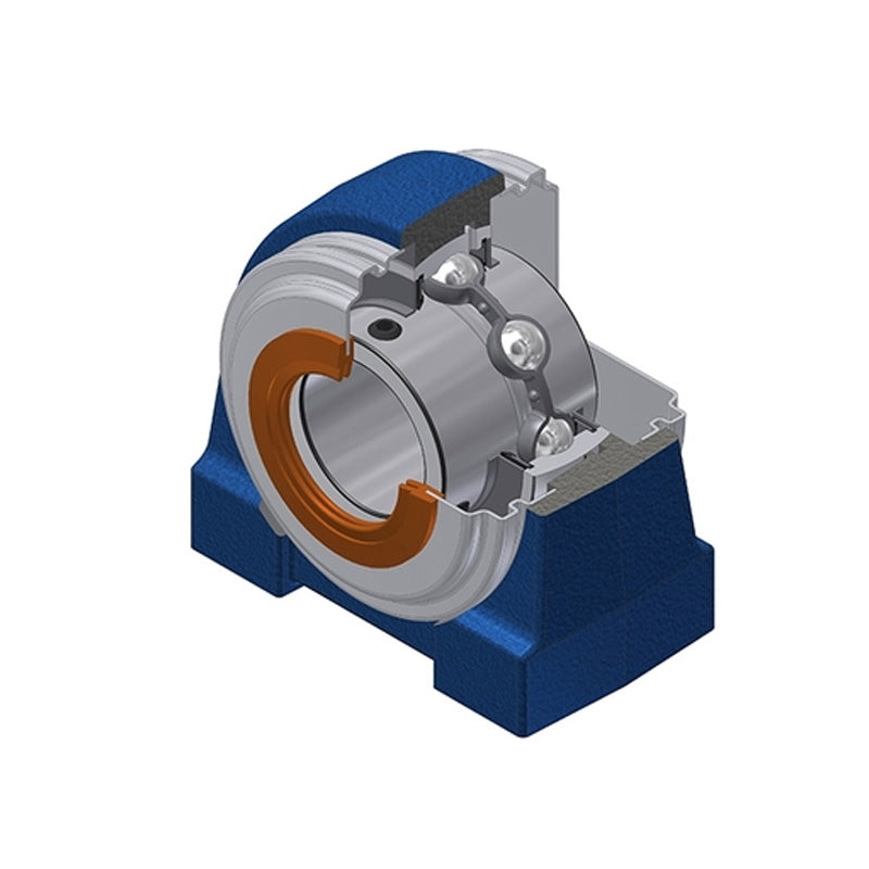 SNR UCPG205CC Metric Cast Iron Two Bolt Pillow / Plummer Block Housing with 25mm Bore Insert with Narrow Steel Plate Cover - Closed Version - Allow 2-3 Days