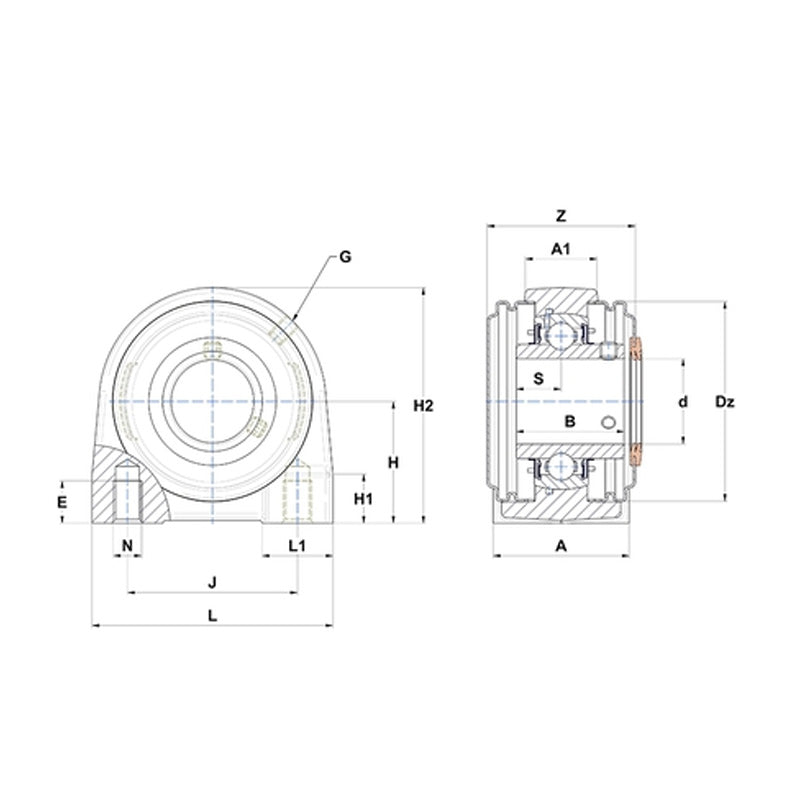 SNR UKPG205HCO Metric Cast Iron Two Bolt Pillow / Plummer Block Housing with Narrow Steel Plate Cover - Open Version - Insert and Adaptor Sleeve Fits 20mm Shaft - Allow 2-3 Days