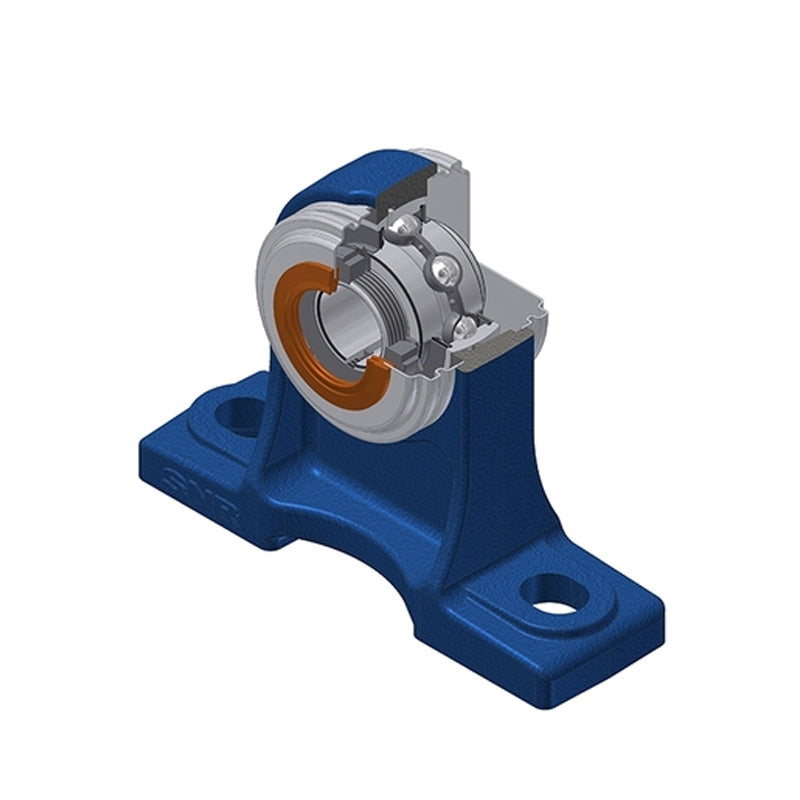 SNR UKPH209HCC Metric Cast Iron High Centre Height Two Bolt Pillow / Plummer Block Housing with Narrow Steel Plate Cover - Closed Version - Insert and Adaptor Sleeve Fits 40mm Shaft - Allow 2-3 Days