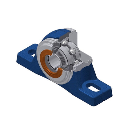 SNR UKPLE206HCO Metric Cast Iron Two Bolt Pillow / Plummer Block Housing with Narrow Steel Plate Cover - Open Version - Insert and Adaptor Sleeve Fits 25mm Shaft - Allow 2-3 Days