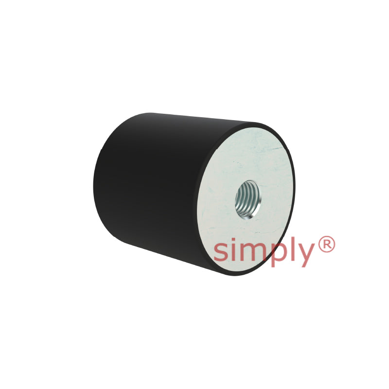 High-Performance Female Rubber Cylindrical Bump Stop 40x40mm M8 Thread